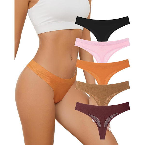 2025 Senaste Modell Sömlösa Trosor för Kvinnor, Osynliga Stringtrosor Andningsbara Sömlösa Sexiga Underkläder för Kvinnor 5-pack Multicolor-b