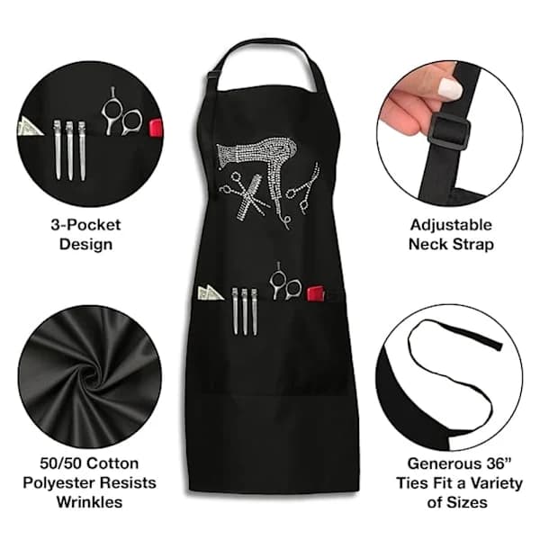 Barberforklæde - Uniformsstof Halter Sort