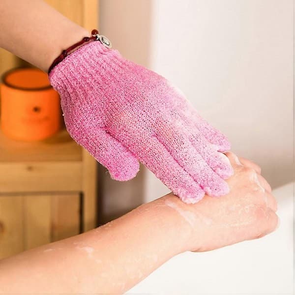 4-par nylon brusehandsker og kropsskrubbehandsker
