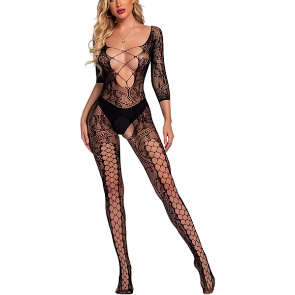 2025 Senaste Modell Dam Fisknätsstrumpa Underkläder Chemise Mini Klänning One Size Ihåliga Nattkläder Sexig