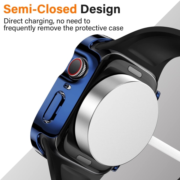 2-pack fodral kompatibelt med Apple Watch Series 8 Blue/Clear 45mm