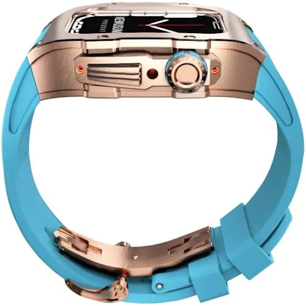 Rm mod-kit för Apple Watch Series 8 7 45 mm Metall Blue Rosegold For 6 5 4 se 44MM