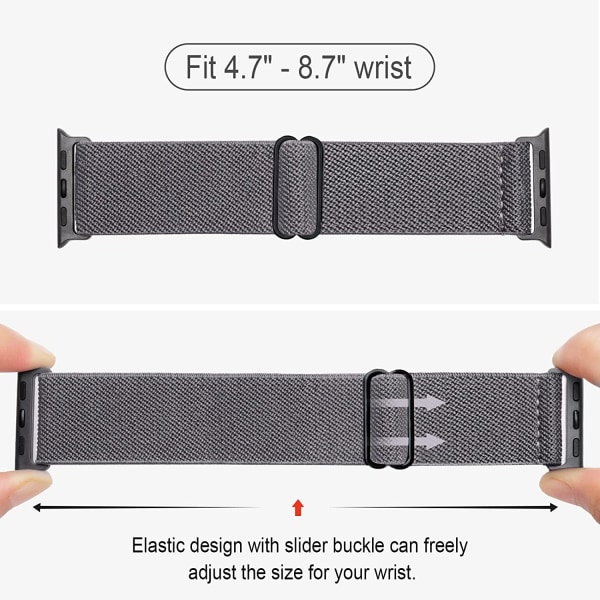 Stretchade Nylon Solo Loop-band som är kompatibla med Apple Watch 4pcs 10 42mm/44mm/45mm/49mm