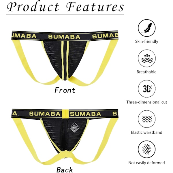 2025 Senaste Modell Herr Jockstrap Underkläder Man Andningsbara Jock Straps Atletiska Stöd för Män 01gul*1 3X-Large