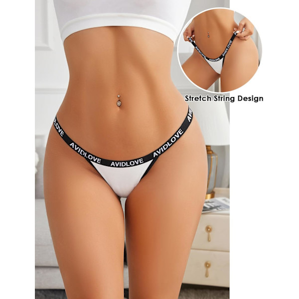 2025 Senaste Modell Damunderkläder Bomull String Bikini Trosor Damer Låg Midja Hipster Sexiga Högt Skurna Cheeky Underkläder Vit XX-La