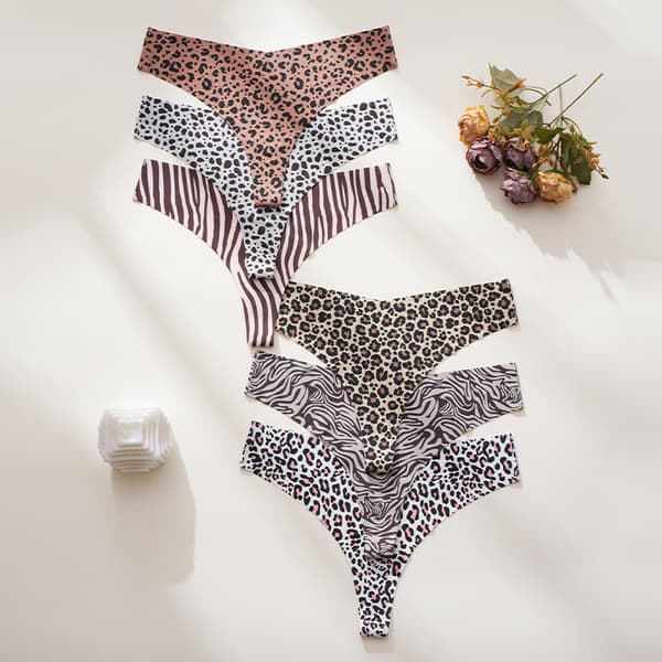 Trykte trekantstrusser Bikini-bindebånd Badetøjsstrandtrusser Light brown zebra XL