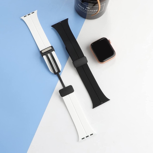 Silikon sportband kompatibelt med Apple Watch 38mm 40mm White 38mm/40mm/41mm