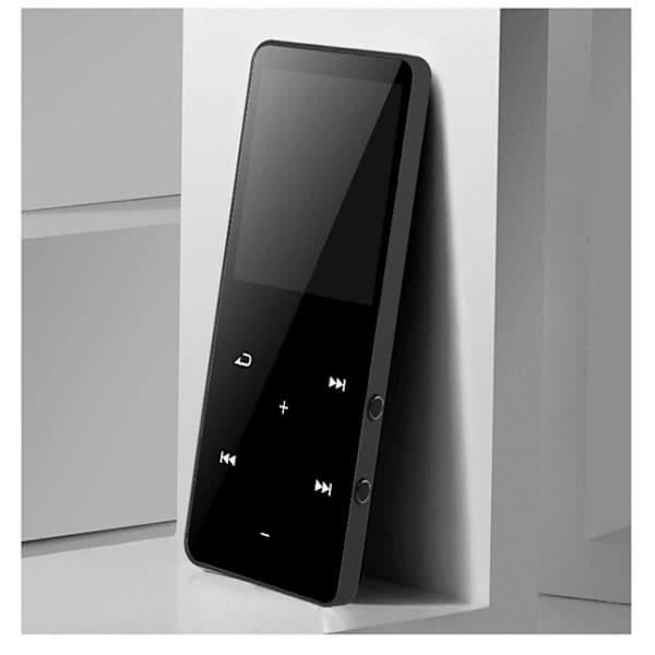 MP4-afspiller til studerende, kortplads, trykknap, Bluetooth, ekstern højttaler, mini, bærbar, bærbar sort
