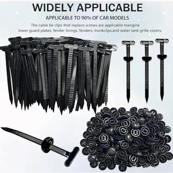 200 stk. kabelbindere nylon lynlås quick release til bilreparation - plastikclips universal