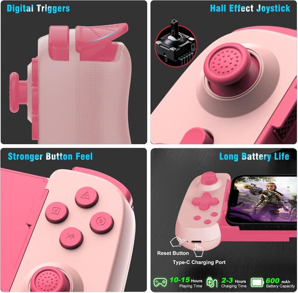 2025 Seneste Model Trådløs Telefoncontroller til iPhone/Android, Mobil Spilcontroller med Hall Joystick Egnet til Xbox Cloud Gaming