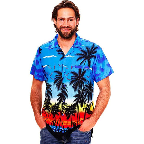 Hawaiiansk skjorta Kortärmad Hawaiianskt print för män XL