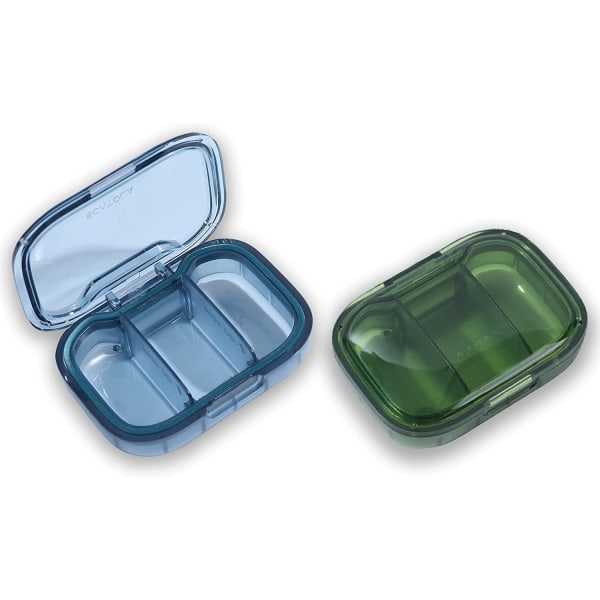 2-pack pillerdosa med 3 fack, fuktsäker 2 Pack 3 Compartments