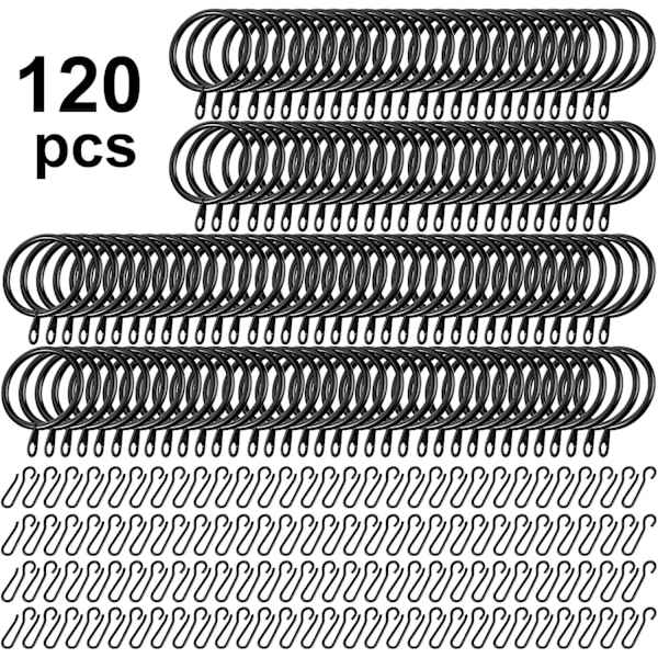 Högkvalitativt, helt nytt 60-pack Draperingsgardinringar i metall med 60 st Gardinkrokar i metall 1.26'' Gardinringar för upphängning av gardiner