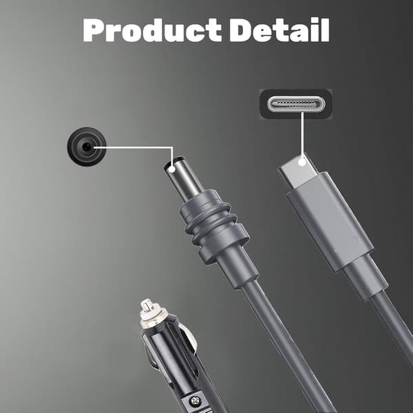 9.84FT Mini USB C til DC strømkabel 3 i 1, Mini DC strømkabel cigarettænder, Mini kabel 12V-24V DC bilstrømkabel til Mini tilbehør