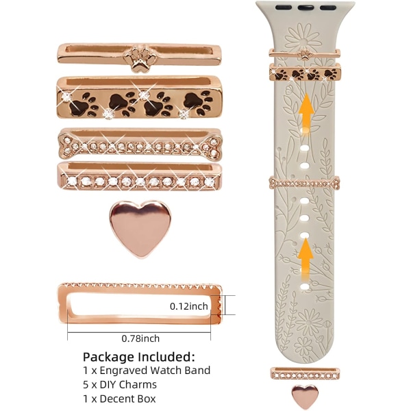 Watch Band Charms (Band Ingår), Kompatibel med Apple Rose Gold DogPaw 38/40/41mm