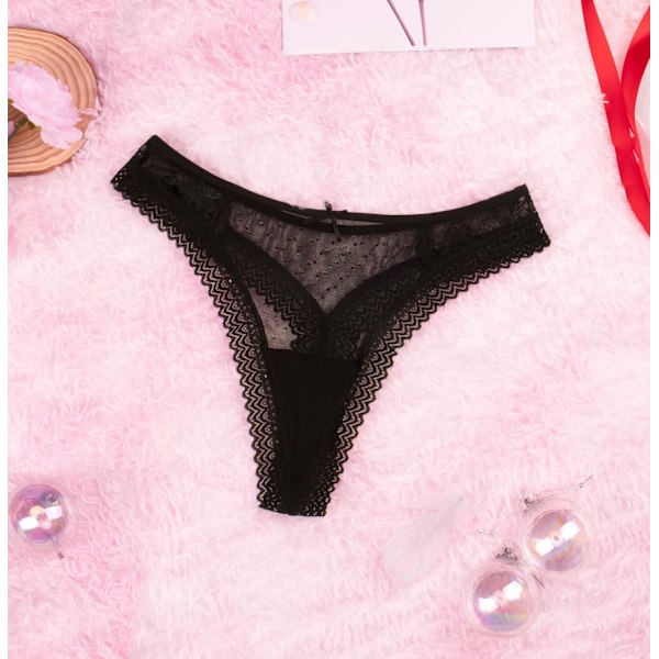 2025 Senaste Modell Dam Spets Underkläder G-String Tanga Cheeky Mjuka Sexiga Damer Bikinis Svart 631 X-Large