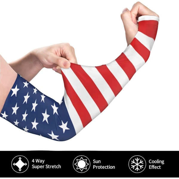 2025 Senaste Modell  可爱国旗 kylande armmuddar - Älskar nationell solskydd, unisex - Utomhus is-silke ärmar USA-flagga - 2 st One Size