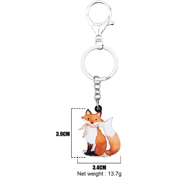 Akryl Nyckelring med Cartoon Fox Charm, Söt