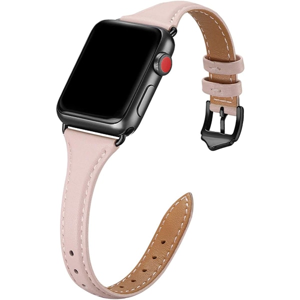 Läderband Kompatibel med Apple Watch Band 38mm 40mm PinkSand/Black 38mm 40mm 41mm