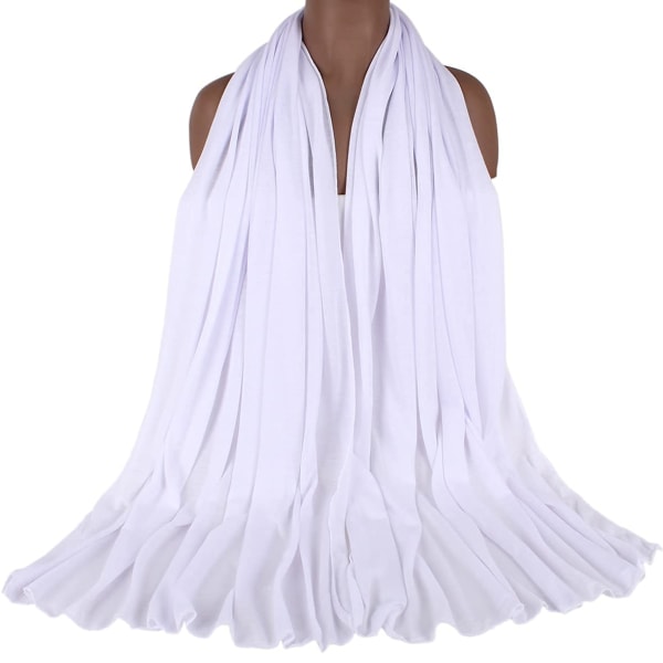 Ultramjuk stretch jersey turbanhuvudband långa enfärgade Scarf-White