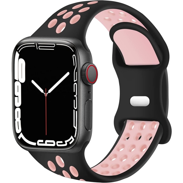 Sportband kompatibel med Apple Watch-band 49mm 45mm 44mm Black Pink 38mm/40mm/41mm