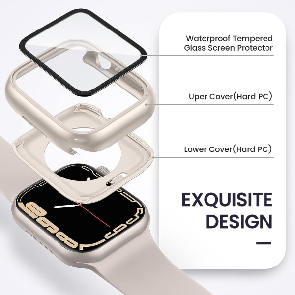 [2 i 1] för vattentät Apple Watch -skärm Starlight 40mm