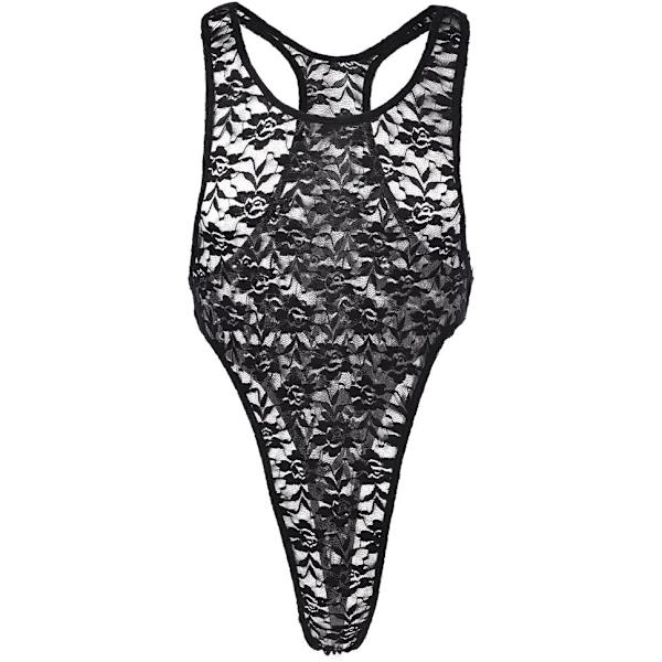 2025 Senaste Modell Herr One-Piece High Cut G String Underkläder Brottningstrikå Leotard Bodysuit Trosor Svart Blommig XX-Large