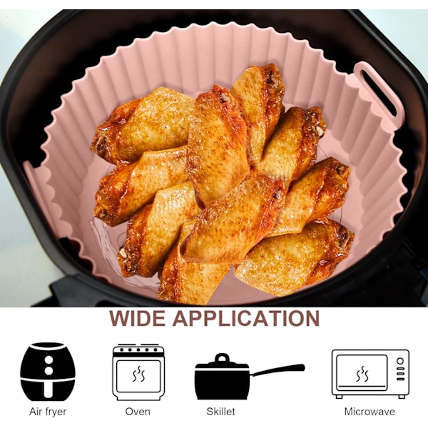 Air Fryer Silikonbehållare - 2 st Runda Icke-Klibbiga Livsmedelssäkra Korgtillbehör (3QT - 5QT)