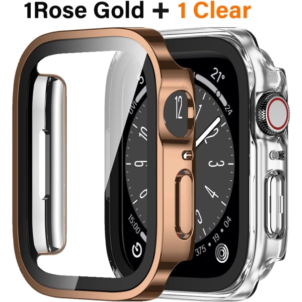 2-pack case som är kompatibelt med Apple Watch Series 8 Rose Gold/Clear 45mm