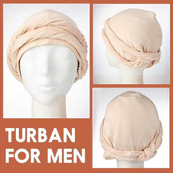 Halo Turban Durag för Män, Svart Turban Män Halo Huvudband Blue