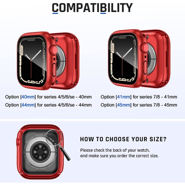 2-i-1 Vattentätt Skal för Apple Watch Skärm Red 44mm