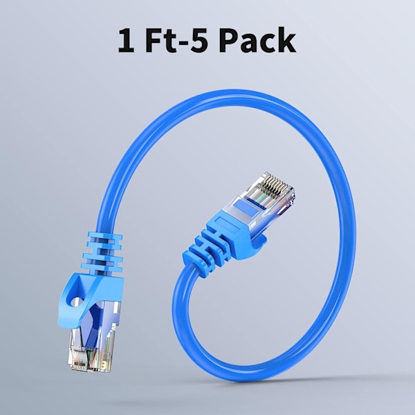 Cat 6 Ethernet-kabel, 5-pack, 1 fot, Internet-nätverkskablar