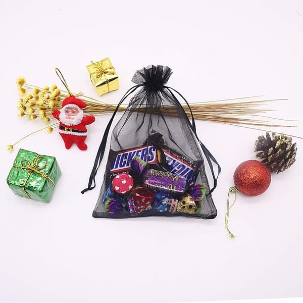 Sorte Organza Poser 5x7 tommer - Pakke med 100, Mesh Slikposer