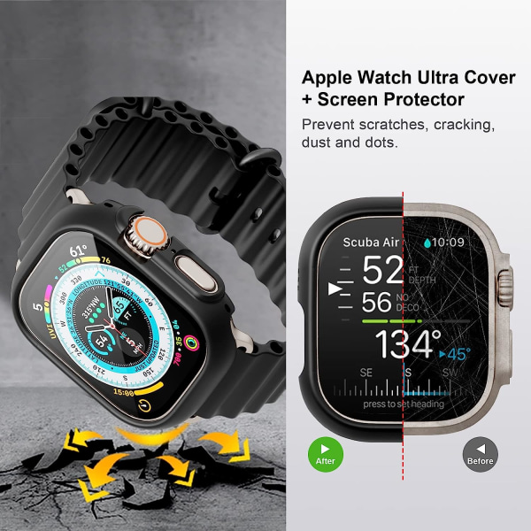 6-pack case för Apple Watch Ultra 49 mm med skärm i härdat glas 6-Pack 3 49mm