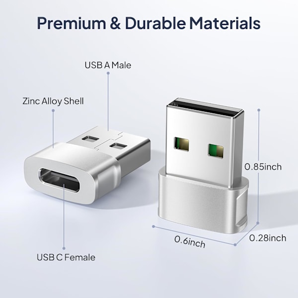 Högkvalitativ helt ny iPhone 16 16e 15 Pro Max Billaddare Adapter 3-pack, USB till USB C Konverter Typ-C Hona till A Hane för Ny