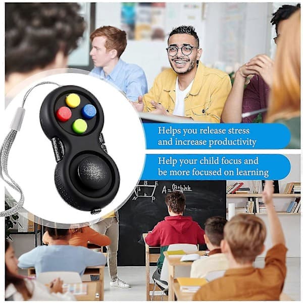 Fidget Pad Fidget Controller Stress Reducer Spil Fidget Controller Stress Fidget Pad Sort Fidget Hånd Pad Gummibelagt Fidget Controller Til Frigivelse