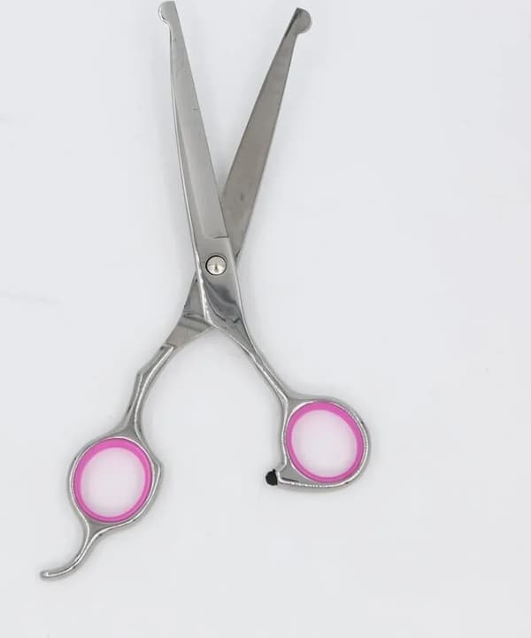 Buet hundesaks 19 cm sølv/rosa
