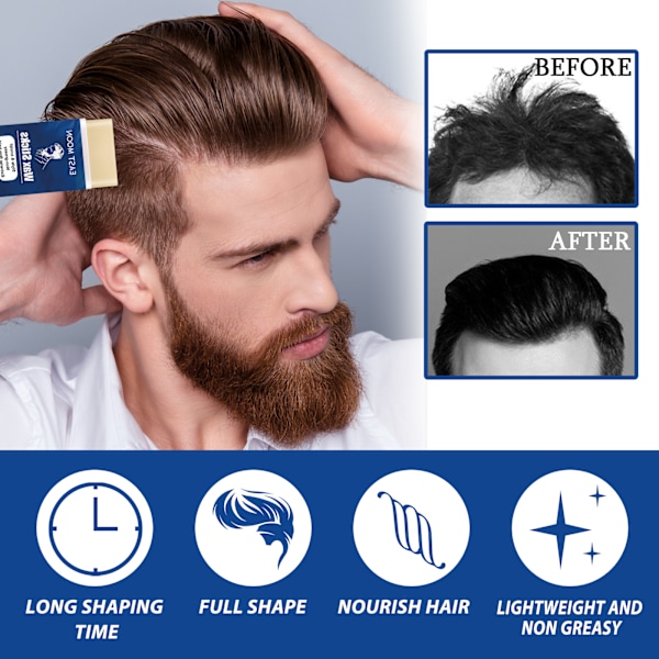 2025 Senaste Modell Herr Hårvaxstift Bruten Hårvård Långvarig Styling Naturlig Fluffig Tredimensionell Enkel Styling Hårvax St