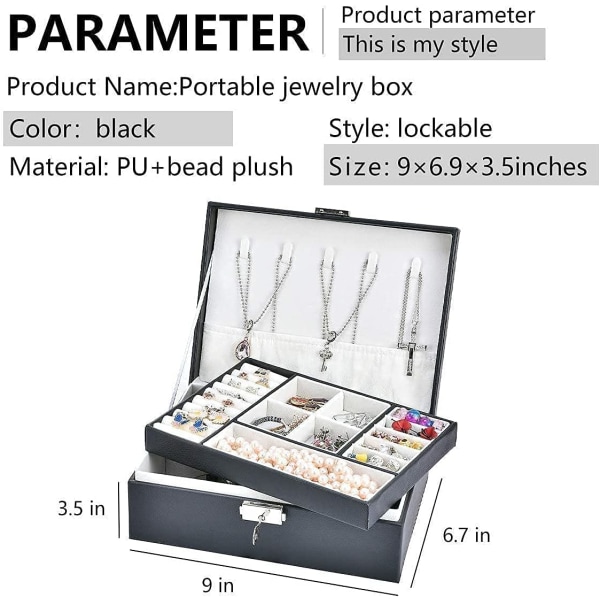 Svarta smyckeskrin för kvinnor flickor