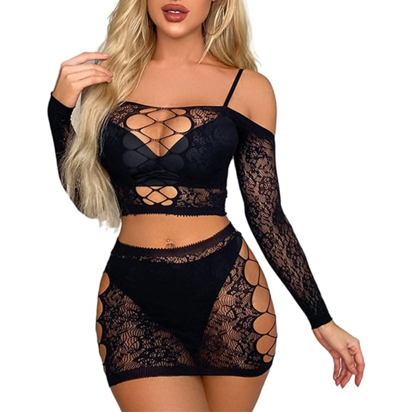 Fishnet Bodysuit Bodystocking Lingerie för Kvinnor XL