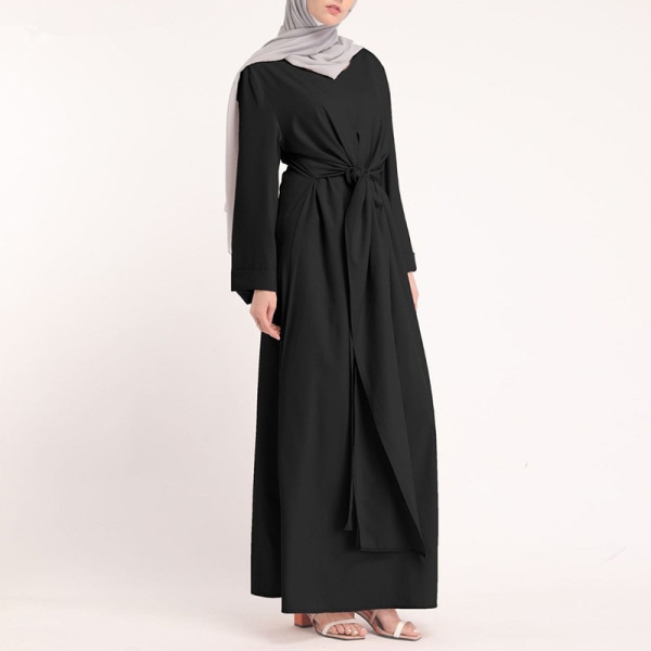 Muslimsk retrokjol med hög midja, enfärgad, temperamentdesign black 2XL