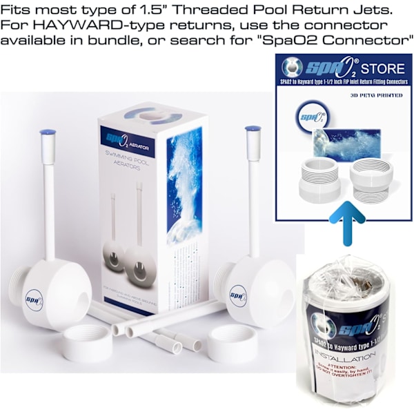 Högkvalitativt, helt nytt Venturi Pool Aerator Set, ABS-injektion, Passar de flesta 1-1/2\" returmunstycken (för Hayward-typ returer)