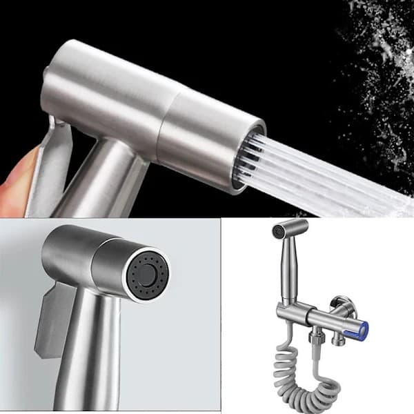 Toalettsprøyte Rustfritt Stål Håndbidé Kran Baderom Hånd