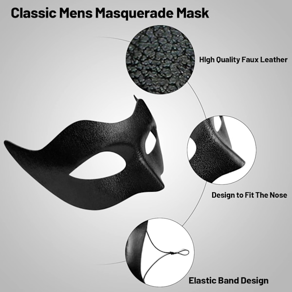 2025 Senaste Modell  Maskeradmask för Par med Pinne Metallmasker Halloween Venetiansk Kostym Mardi Gras Mask för Kvinnor & Män  Svart