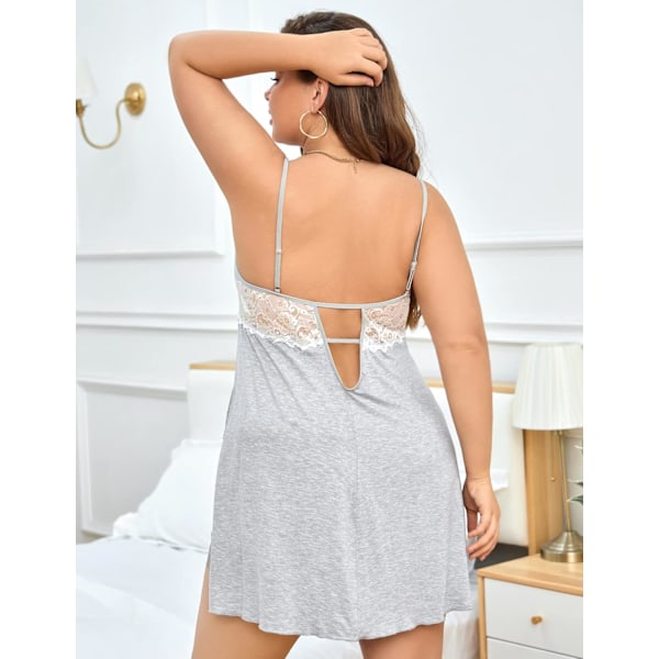 2025 Senaste Modell Plus Size Babydoll Underkläder för Kvinnor Sexiga Nattlinnen Sidoslits Sovkläder V-Ringad Babydoll Klänning Spets Chemise