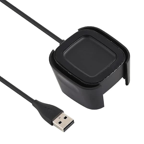 Til Fitbit Versa 2 Oplader Dockingstation Base Stand Holder med 1m Opladerkabel (Sort)
