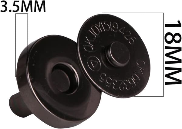 Magnetiske trykknapper for vesker, 6-pakning, 18 mm