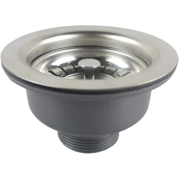 Overløbsfri vaskeafløbssamling, rustfri stålkurv, 114 mm (1,5 tommer) diameter, rustfrit stål + ABS-materiale, d