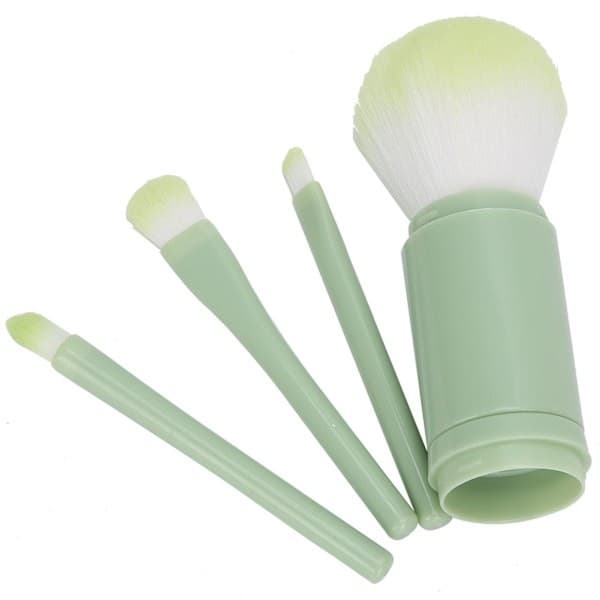 Sminkborstset, nageldammborste, infällbart bärbart lock, fiberborste, grön