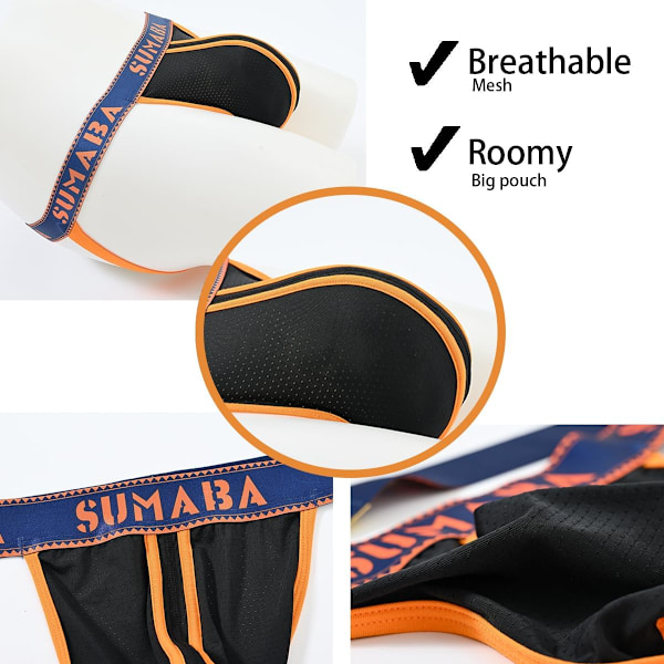 2025 Senaste Modell Herr Jock Strap, Mesh Jockstrsp för Atletiskt Stöd, Låg Midja Jock Sportunderkläder Orange 3X-Large